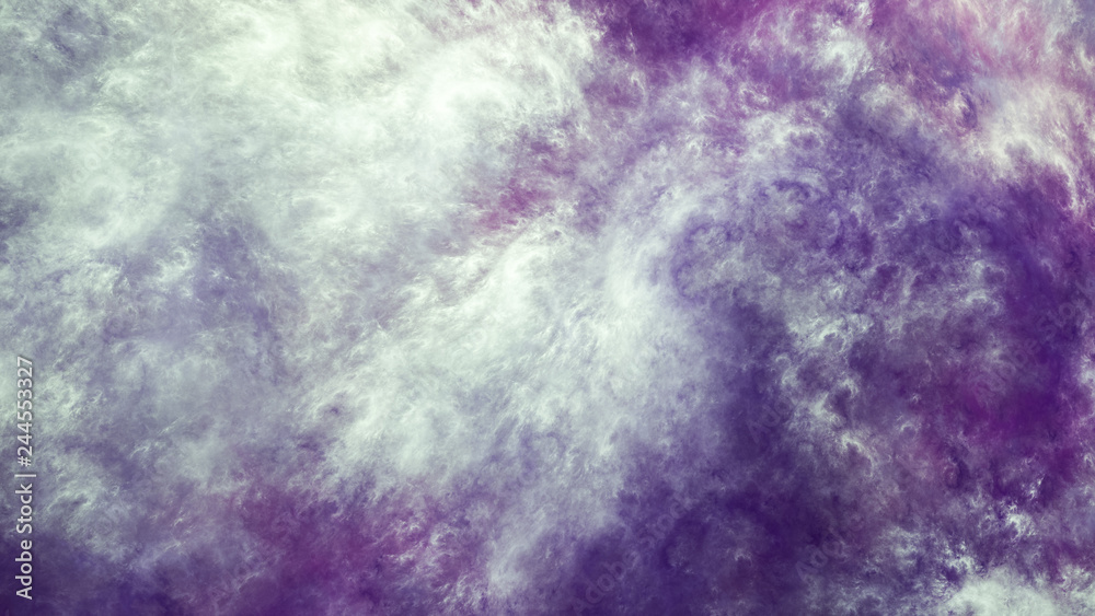 Abstract surreal violet clouds. Expressive brush strokes. Fractal background. 3d rendering.