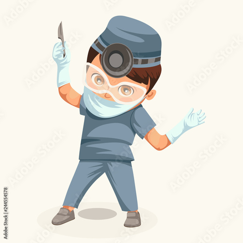 Cartoon doctor surgeon colorful poster