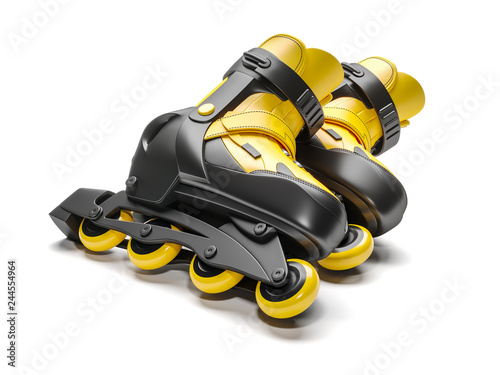 Black & yellow rollerblades 3D