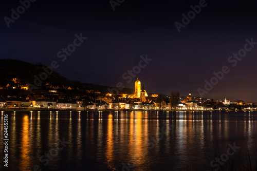 Night over Stein an der Donau. Krems an der Donau. Federal state of Lower Austria, Wachau Valley, Austria (Osterreich)