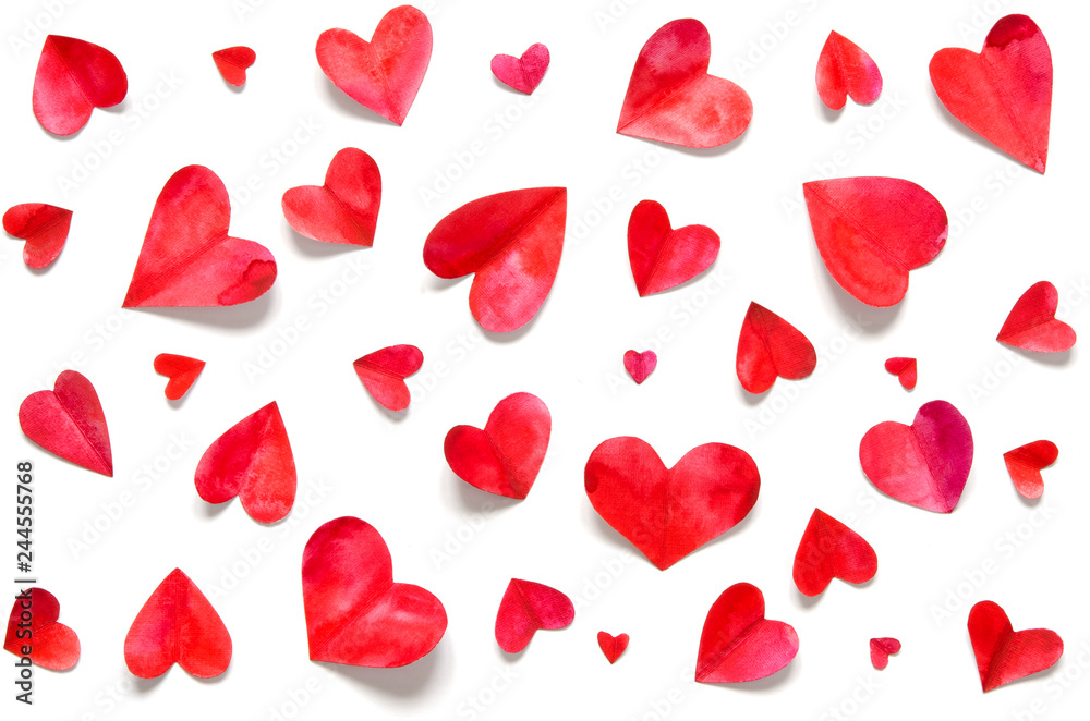 Valentine's day romantic background. Watercolor hearts. Valentine's day romantic background. Watercolor hearts.