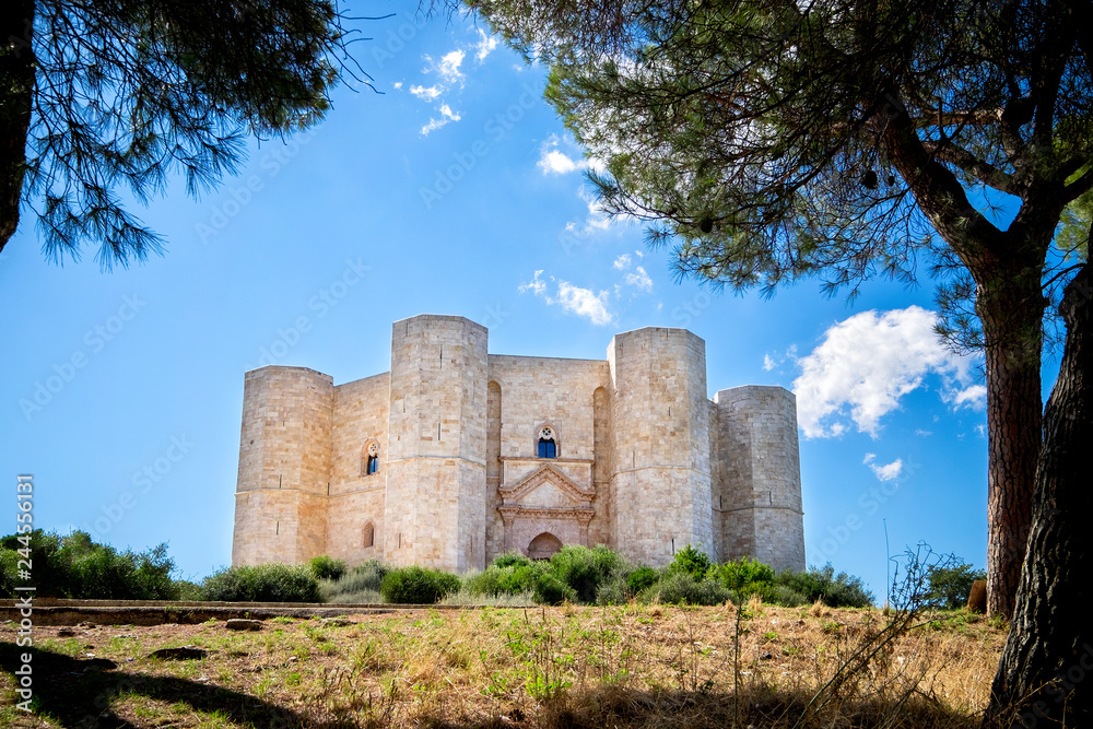 ANDRIA- Castel del Monte, the famous castle built in an octagonal shape by the Holy Roman Emperor Frederick II in the 13th century in Apulia, southeast Italy. Italy