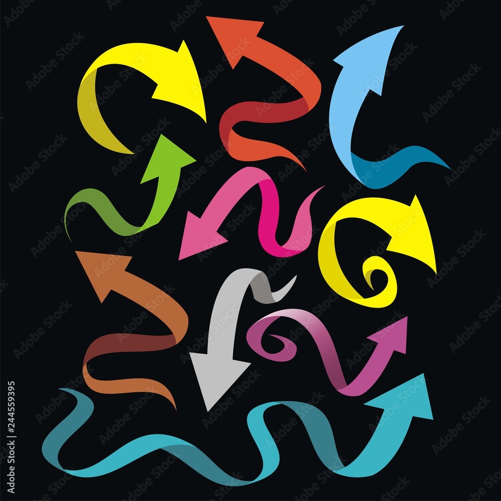 colored arrow with wild move on black background colored arrow with wild move on black background