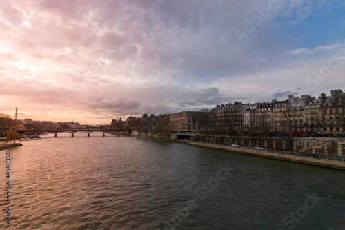 Wallpaper Mural Beautiful sunset above the Seine river, Paris, France. Torontodigital.ca