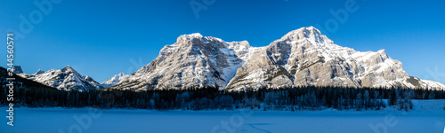 Rockies from Wedge Pond in winter, Spray Valley Provincial Park, Alberta, Canada