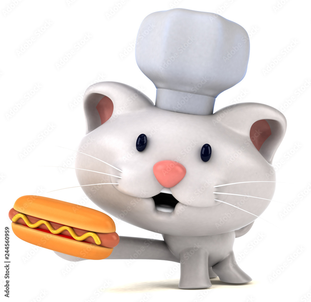 Naklejka premium Fun cat - 3D Illustration