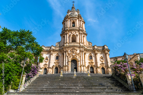 The baroque Saint George cathedral of Modica (Dome of Saint Giorgio) in the province of Ragusa in Sicily in Italy