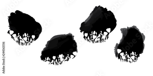 Small hand drawn universal spring- summer masks set, framework, classic grunge for design