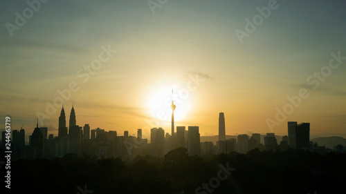Photography Silhouette of Kuala Lumpur city during Sunrise