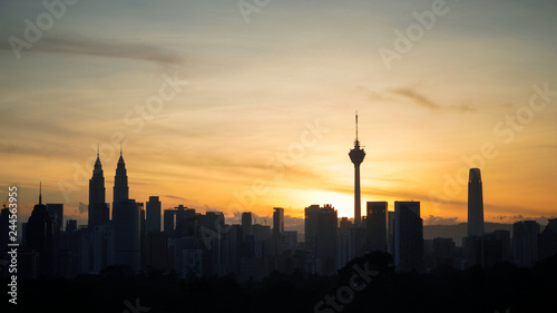 Photography Silhouette of Kuala Lumpur city during Sunrise