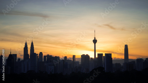 Photography Silhouette of Kuala Lumpur city during Sunrise