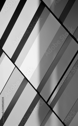 Black and white presentation of abstract geometrical patterns and lines
