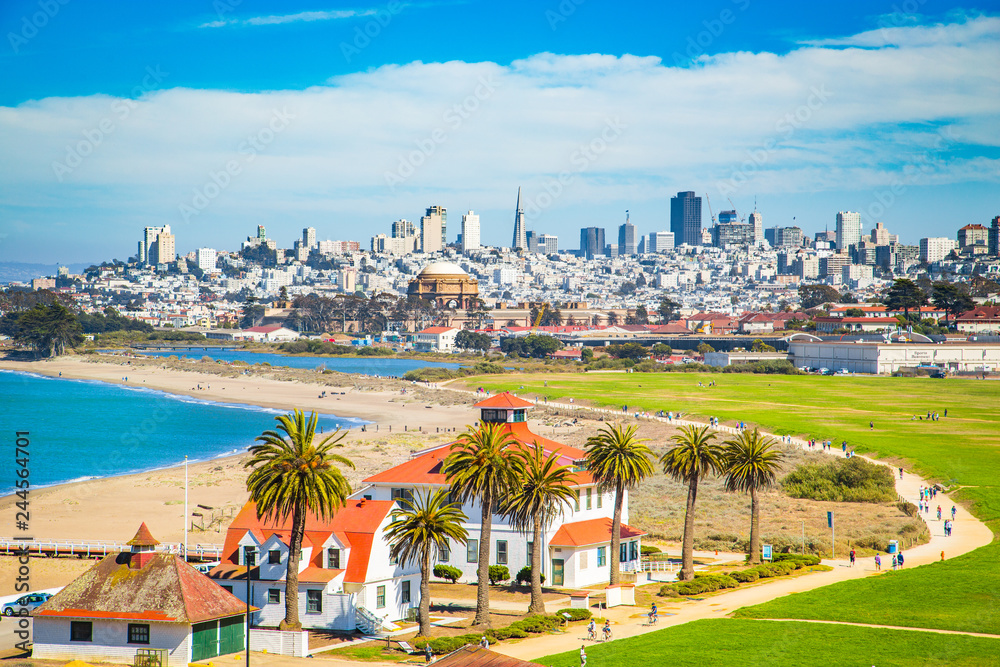 San Francisco skyline with Crissy Field, California, USA