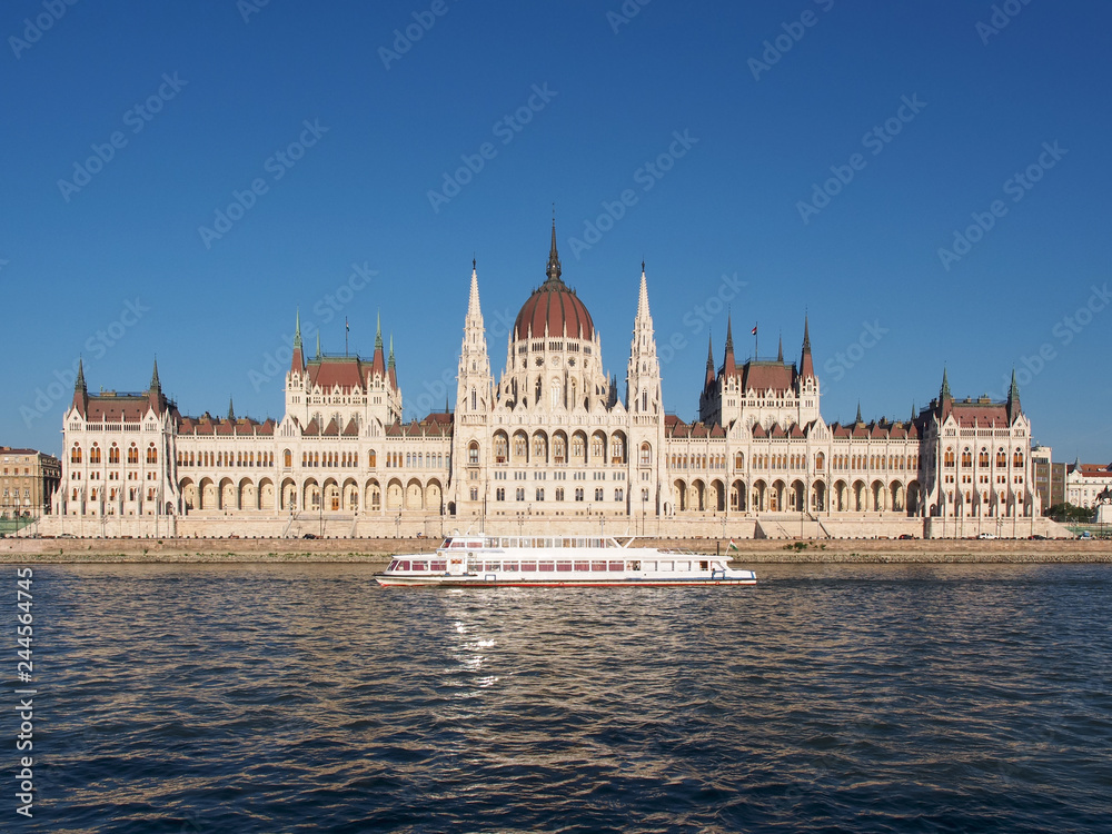 View of the Hungarian Parliament, Orszaghaz, and the Danube river