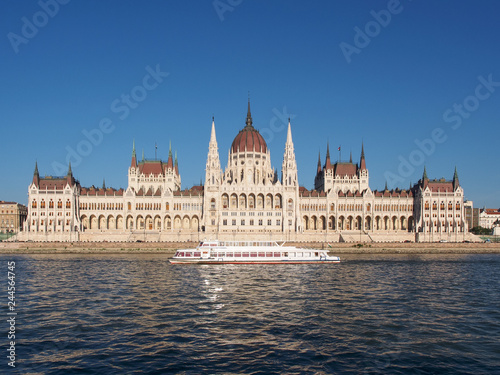 View of the Hungarian Parliament, Orszaghaz, and the Danube river