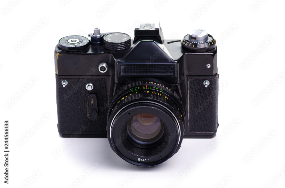 Photo camera old on white background isolation Photo camera old on white background isolation