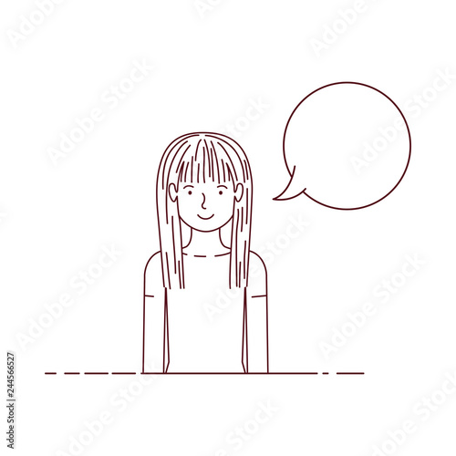 young woman with speech bubble avatar character photo