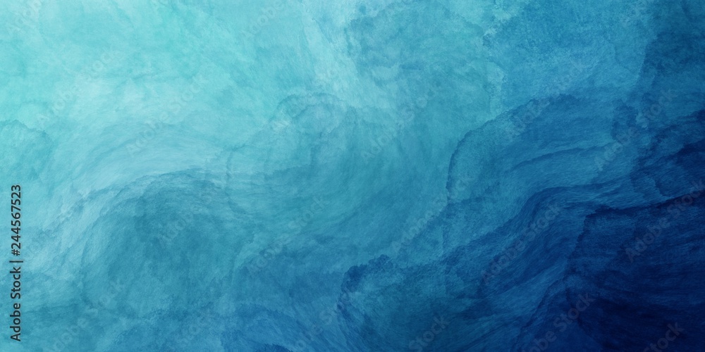Abstract watercolor paint background by teal color blue and green with liquid fluid texture for background, banner - obrazy, fototapety, plakaty 