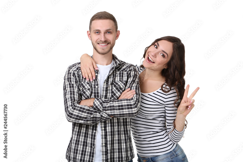 Beautiful young couple isolated on white background Beautiful young couple isolated on white background