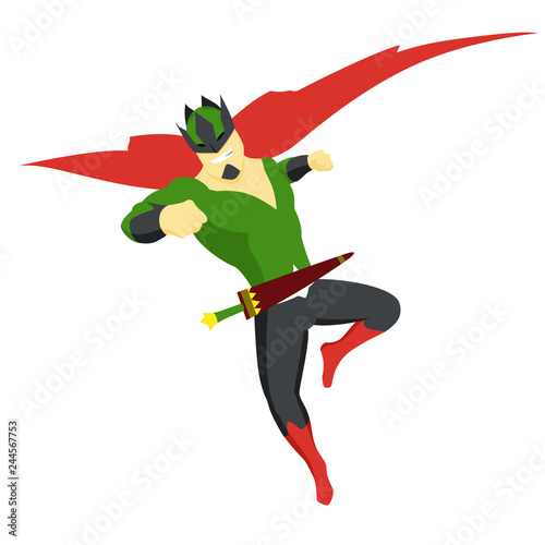Superhero king actions icon in cartoon colored style jump pose vector illustration.