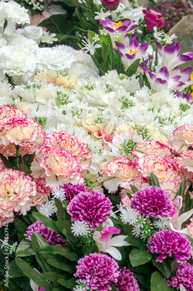 Background of bouquets of various colors
