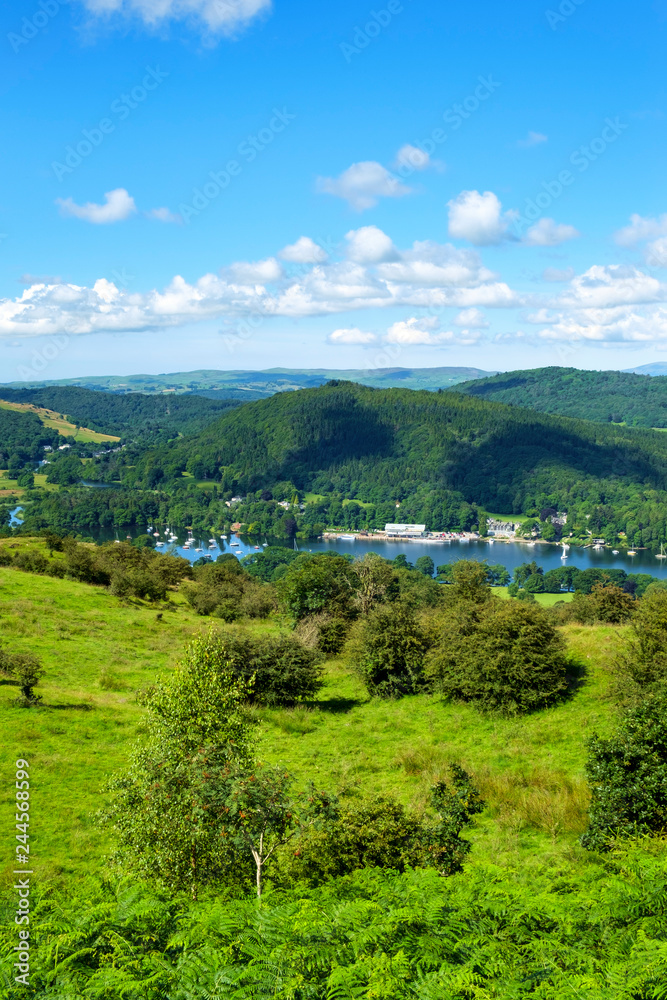 View over south end of Lake Windermere in The Lake District, Cum