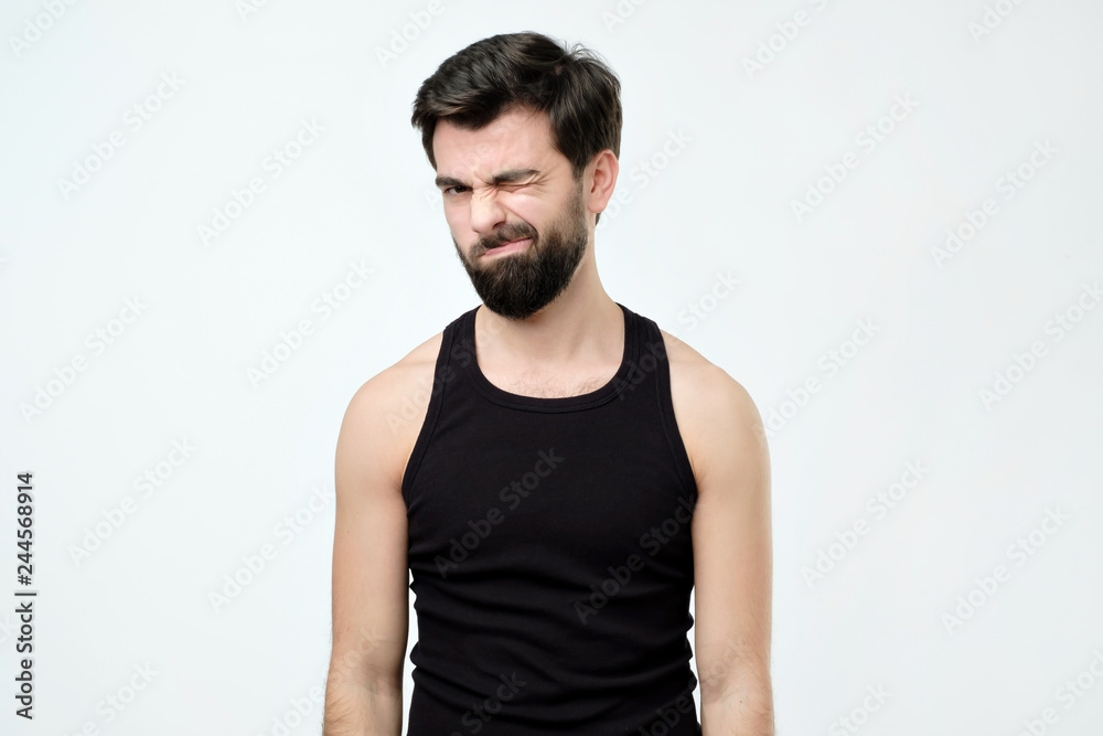 young handsome man disagree and angry expression. young handsome man disagree and angry expression.