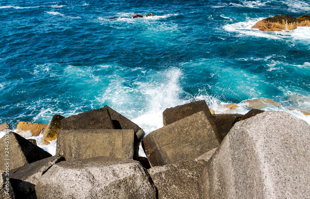 Waves exploding against the stones in the atlantic ocean Waves exploding against the stones in the atlantic ocean