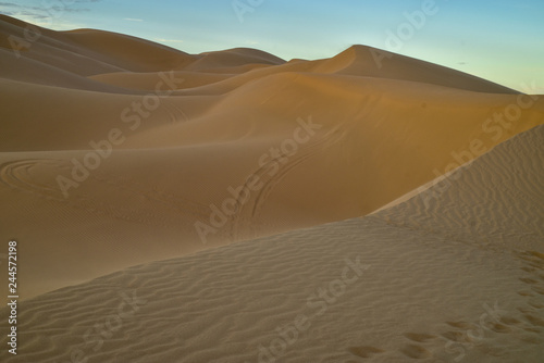 sunrise walk in sand dunes  Imperial Sand Dunes  California  USA
