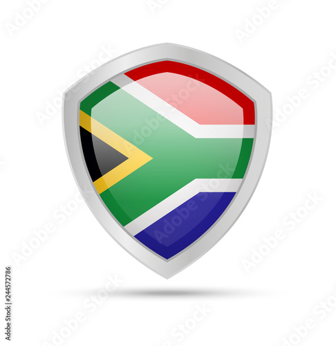 Shield with South Africa flag on white background. Vector illustration. Free Download Shield with South Africa flag on white background. Vector illustration. - GFXLoad