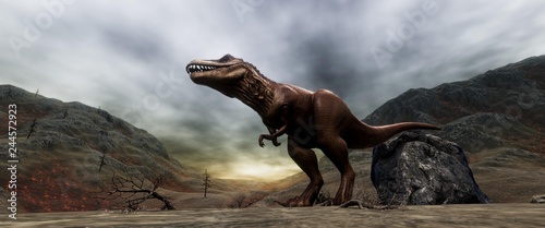 Extremely detailed and realistic high resolution 3d illustration of a T-Rex during the Dinosaur Extinction © Sasa Kadrijevic