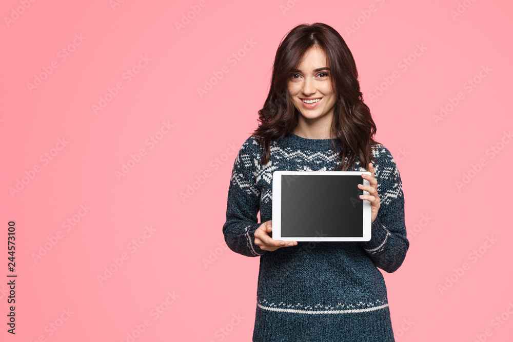 Charming lady with modern tablet Charming lady with modern tablet