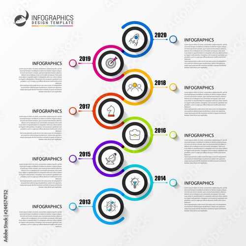 Infographic design template. Timeline concept with 8 steps