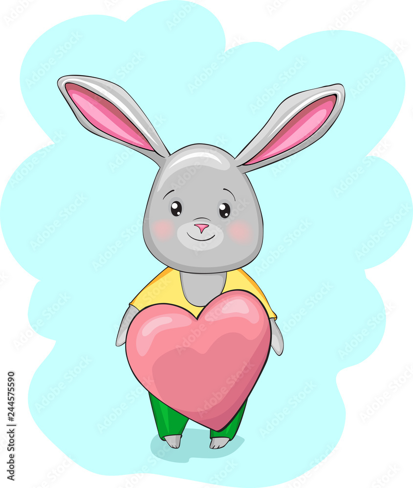 Obraz premium cute bunny with heart for design