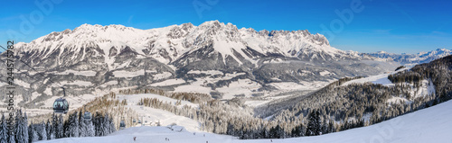 Panorama Wilder Kaiser im Winter, Skigebiet Skiwelt, Ellmau, Tirol photo