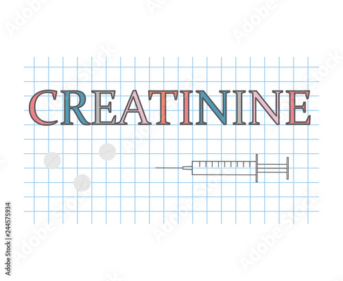 Creatinine word on checkered paper sheet- vector illustration