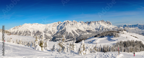 Panorama Wilder Kaiser im Winter, Skigebiet Skiwelt, Tirol