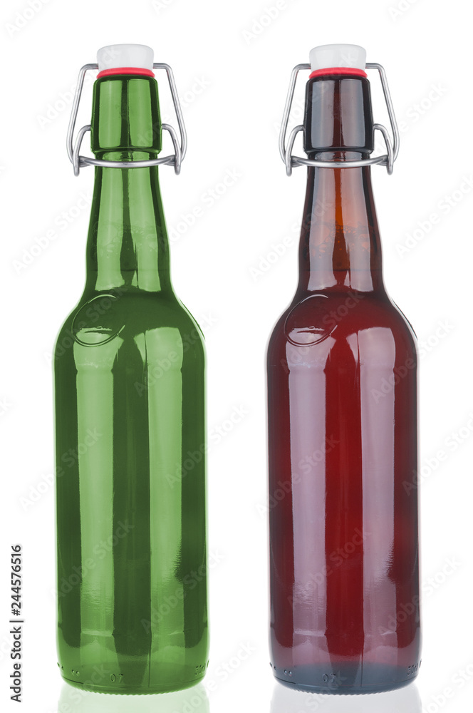 Two beer bottles isolated on white background Two beer bottles isolated on white background