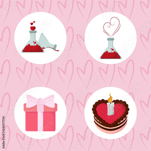 Happy valentines round icons