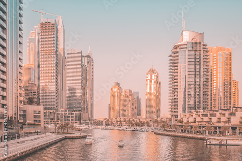 Dubai Marina at sunset.