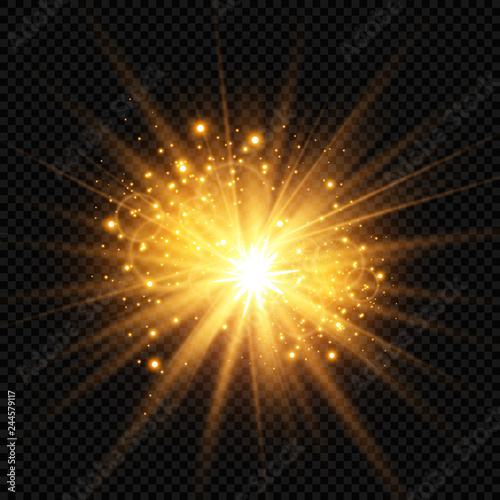 Glow light effect. Vector illustration. Christmas flash Concept. Vector illustration of abstract flare light rays. A set of stars, light and radiance, rays and brightness.
