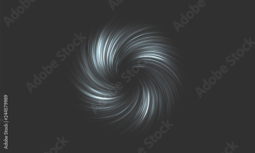 Metal vortex. Neon abstraction, twisted in a spiral. Vector element, editable color. Modern neon abstract background