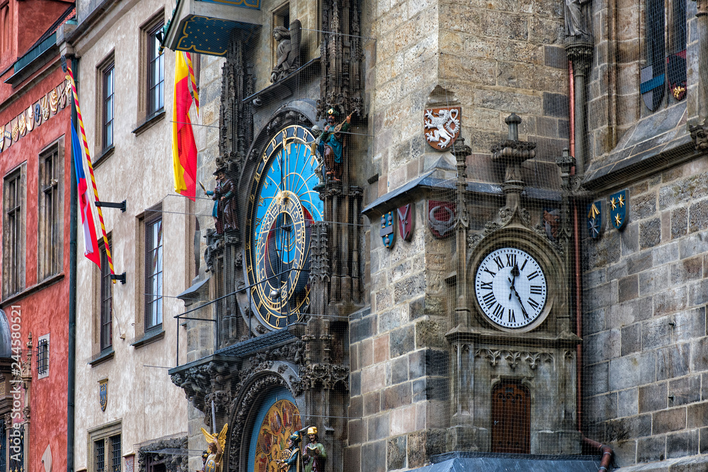 Plakat Prague. Czech Republic. Europe. Astrological old clock