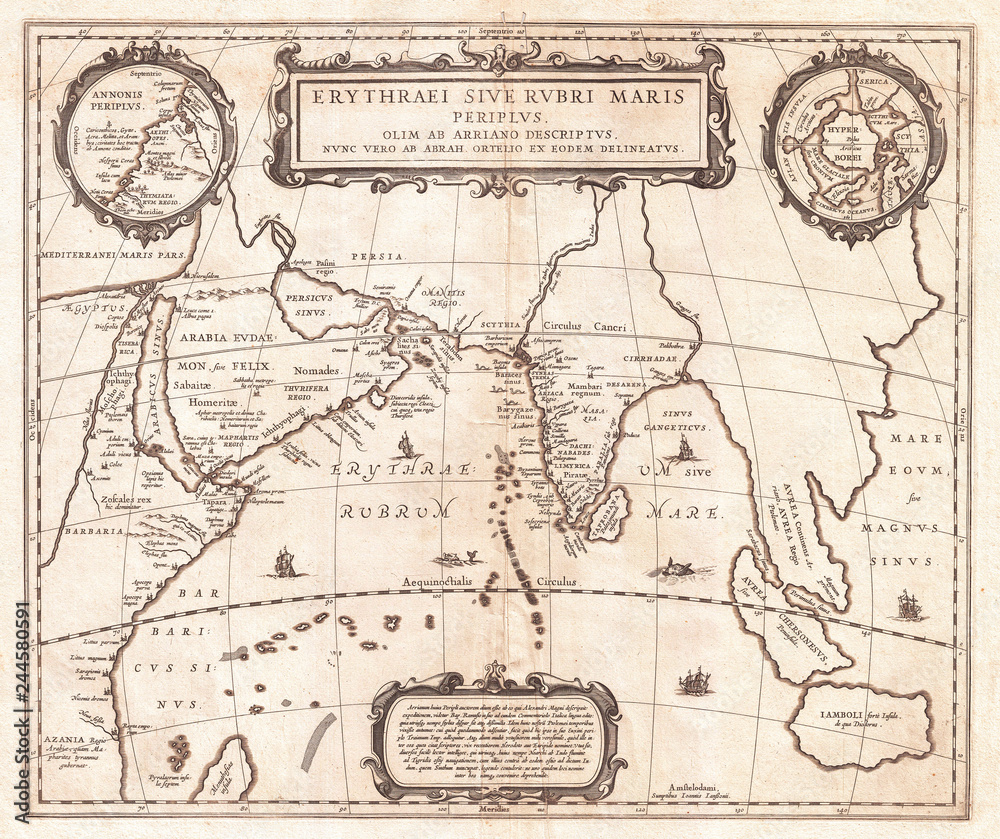 Obraz premium 1658, Jansson Map of the Indian Ocean, Erythrean Sea in Antiquity
