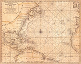 1683, Mortier Map of North America, the West Indies, and the Atlantic Ocean