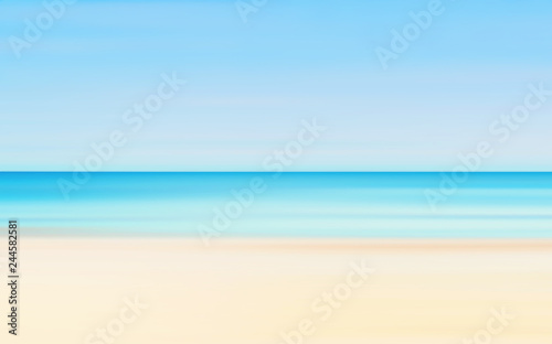 Abstract Motion Blurred Seascape Background Of Summer Sunny Beach