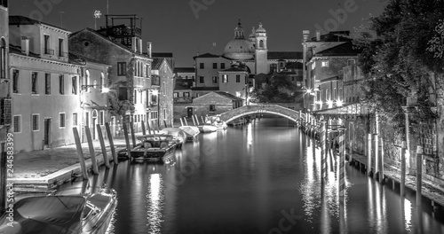 Italy beauty, night canal street in Venice, Venezia