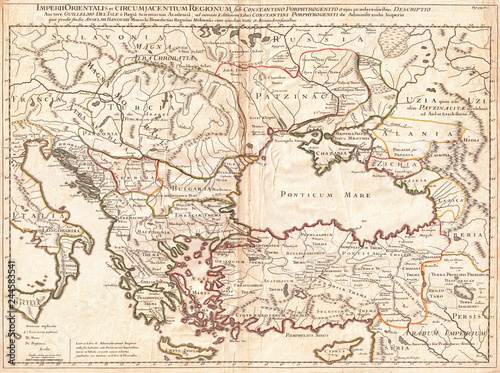 1715  De L Isle Map of the Eastern Roman Empire under Constantine  Asia Minor  Black Sea  Balkans