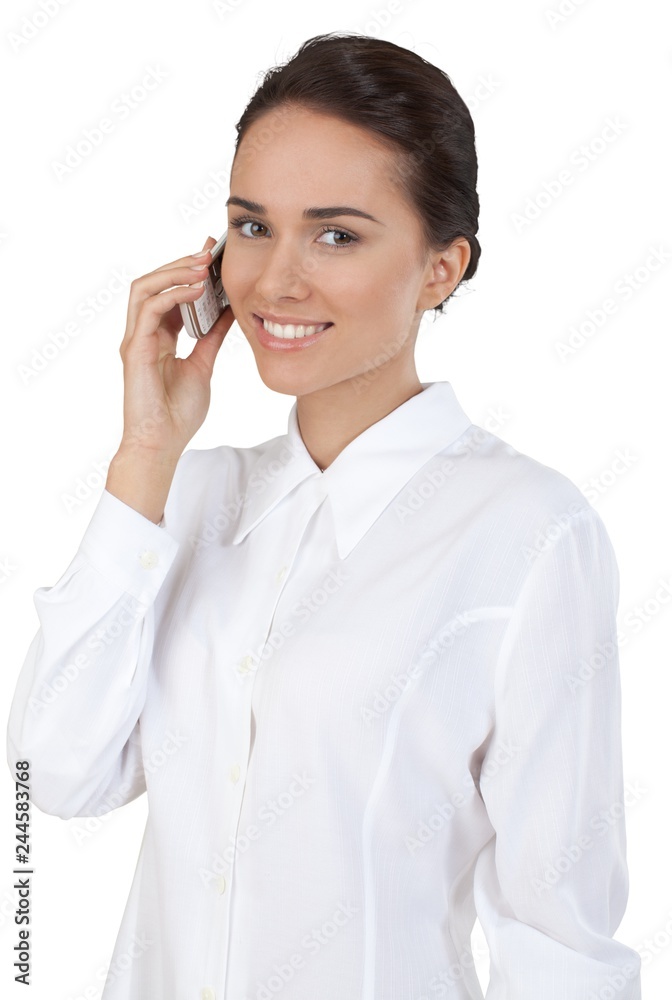 Woman Talking on the Phone - Isolated Woman Talking on the Phone - Isolated