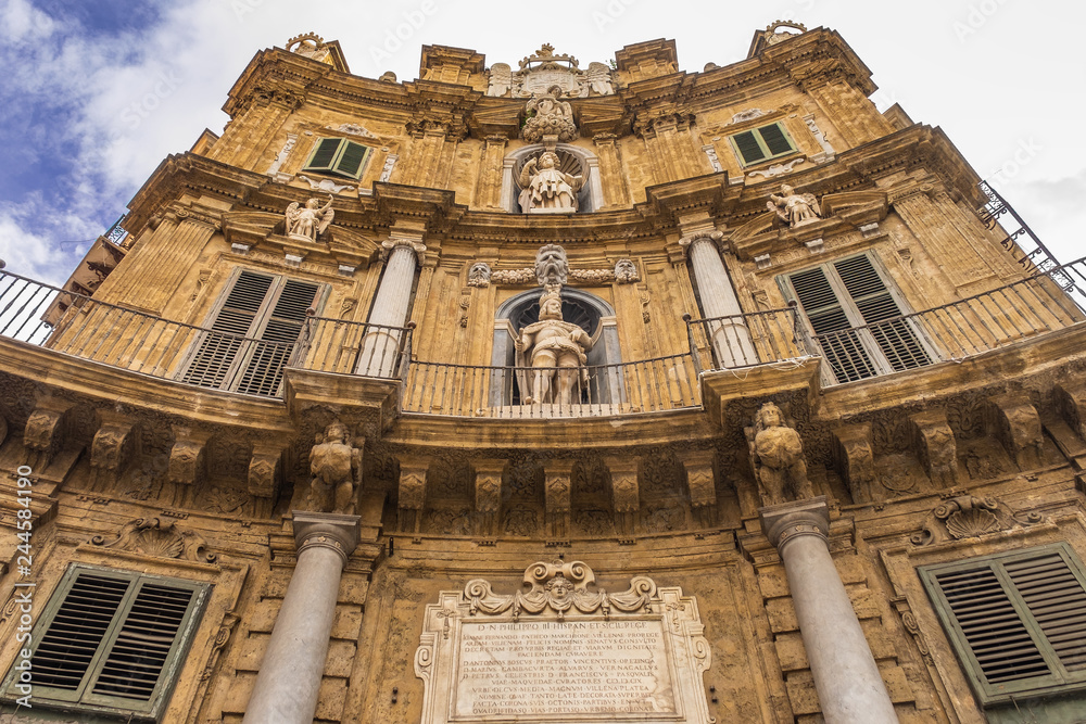 Quattro Canti, Piazza Vigliena, is a Baroque square in Palermo, Sicily
